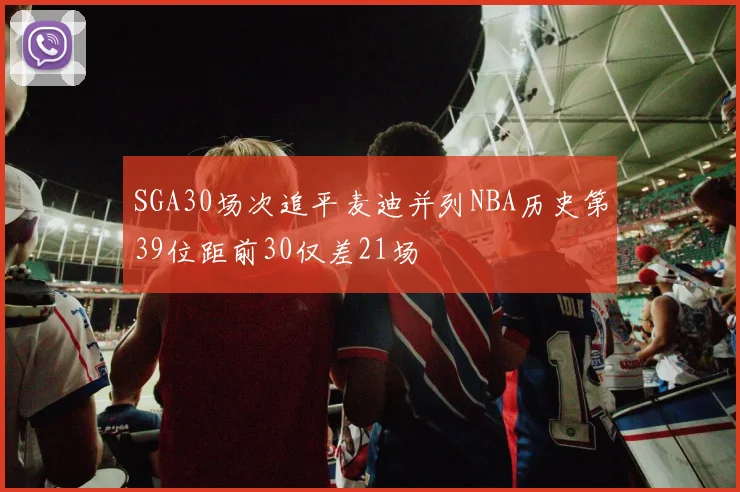 SGA30场次追平麦迪并列NBA历史第39位距前30仅差21场